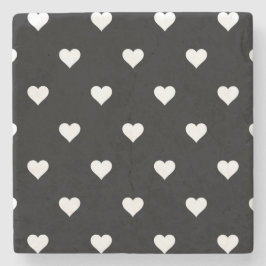 シンプルなモノクロ ハート柄 ストーンコースター