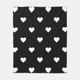 シンプルなモノクロ ハート柄 フリースブランケット