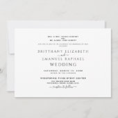 シンプルなモノクロ 両親の名前記載 招待状 (正面)