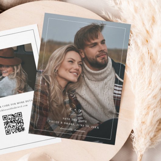 シンプルなモノクロ 結婚式 写真 セーブザデート