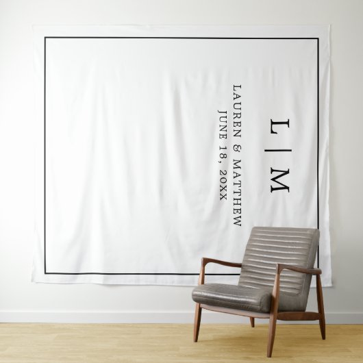 シンプルなモノグラムのエレガントな結婚式 タペストリー (インサイチュ(横))