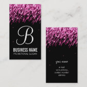 シンプルなモノグラムのピンクの落下星 名刺 (正面/裏面)