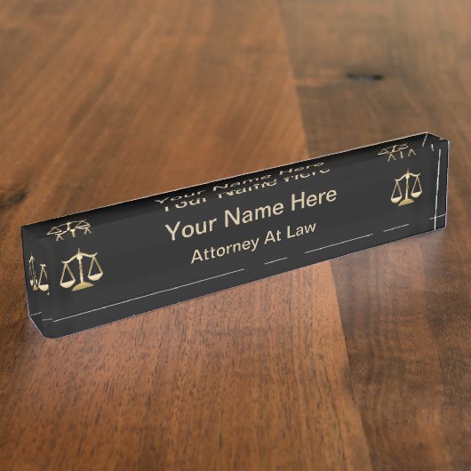 シンプルなモノグラムの弁護士の名札 デスクネームプレート (側面)