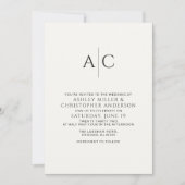 シンプルなモノグラムの白黒結婚式 招待状 (正面)