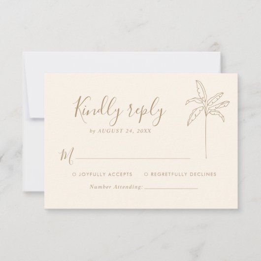 シンプルなモノグラム結婚式ロゴ パームツリー RSVP (正面)