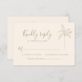 シンプルなモノグラム結婚式ロゴ パームツリー RSVP (正面/裏面)