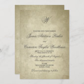 シンプルなモノグラム|のヴィンテージのペーパー結婚式 招待状 (正面/裏面)