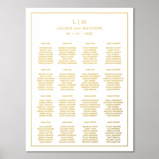 シンプルなモノグラム エレガントなウェディング 箔ポスター (正面)