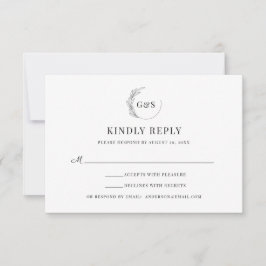 シンプルなモノグラム ハーフリース 結婚式 RSVP