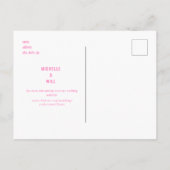 シンプルなモノグラム ホットピンク 結婚式 Save the Date 案内ポストカード (裏面)