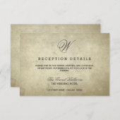 シンプルなモノグラム | ヴィンテージ紙 受付詳細 エンクロージャーカード (正面/裏面)
