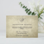 シンプルなモノグラム | ヴィンテージ紙 受付詳細 エンクロージャーカード (スタンド正面)