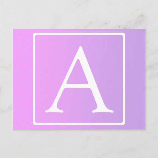 シンプルなモノグラム | 優しいピンク/パープルのオンブレ ポストカード (正面)