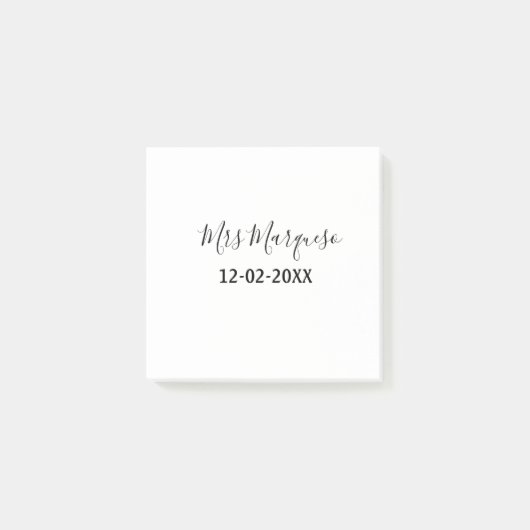 シンプルなモノグラム Mrs Mr 名前 日付 年 Thro ポストイット (正面)