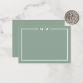 シンプルなモノグラム Sage Green ミニマリスト ノートカード (正面/裏面インサイチュ)