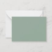 シンプルなモノグラム Sage Green ミニマリスト ノートカード (裏面)
