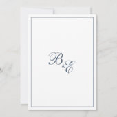 シンプルなモーブブルーと白の花柄レースのSave the Dateカード 招待状 (裏面)