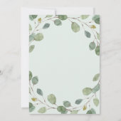 シンプルなユーカリのグリーンとゴールドクロスの洗礼 招待状 (裏面)