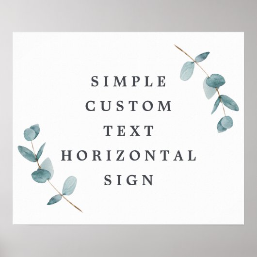 シンプルなユーカリの枝 オーダーメイド テキスト 20x24 サイン (正面)
