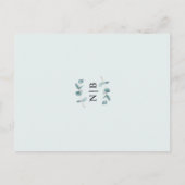 シンプルなユーカリの結婚式の披露宴招待状 インビテーションポストカード (裏面)