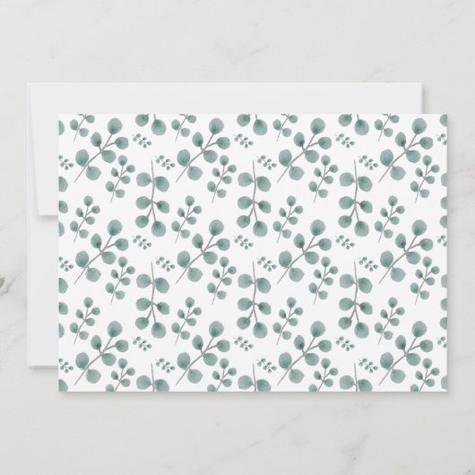 シンプルなユーカリの葉とクロスの洗礼写真招待状 招待状 (裏面)