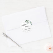 シンプルなユーカリの葉の結婚式のお礼 ラウンドシール (封筒)