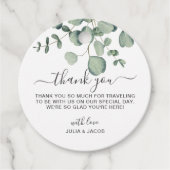 シンプルなユーカリグリーンウェディングパーティー フェイバータグ (正面)