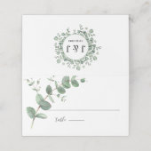 シンプルなユーカリグリーンウェディングパーティー プレイスカード (外部開封)