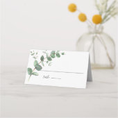 シンプルなユーカリグリーンウェディングパーティー プレイスカード (正面)