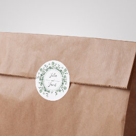 シンプルなユーカリグリーンウェディングパーティー ラウンドシール