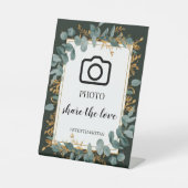 シンプルなユーカリグリーンウェディング 台座サイン (正面)