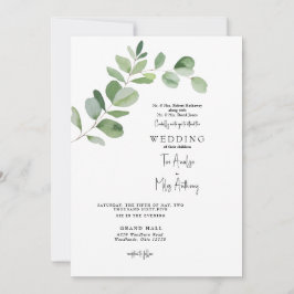 シンプルなユーカリモダン両親結婚式 招待状