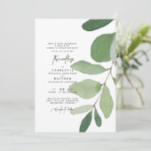 シンプルなユーカリ茎の結婚式招待状 招待状 (スタンド正面)