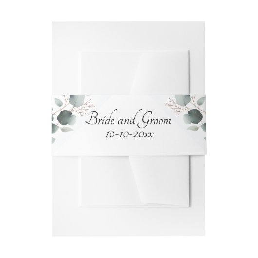 シンプルなユーカリ 招待状ベリーバンド (正面例)