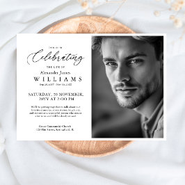 シンプルなライフフォトメモリアル葬儀 招待状