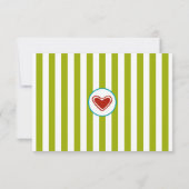 シンプルなライムグリーンのストライプ結婚式返信カード 招待状 (裏面)