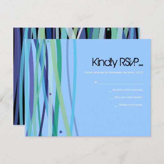 シンプルなラインこうもりのバーの(ユダヤ教の)バル・ミツバーの応答カード 出欠カード (正面/裏面)