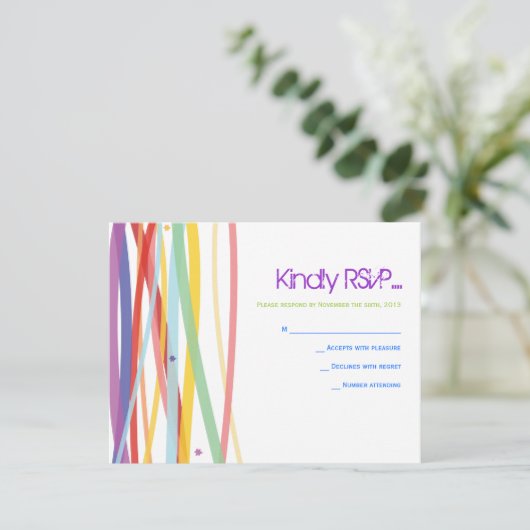 シンプルなラインこうもりのバーの（ユダヤ教の）バル・ミツバーの応答カード 出欠カード (スタンド正面)