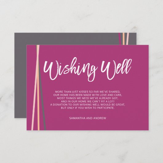 シンプルなラインのレトロ タイポグラフィー ウェディング ウィッシュ ウェル エンクロージャーカード (正面/裏面)