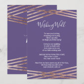 シンプルなラインのローズゴールド バイオレット ウィッシング ウェル 招待状 (正面/裏面)