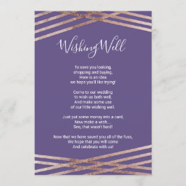 シンプルなラインのローズゴールド バイオレット ウィッシング ウェル 招待状