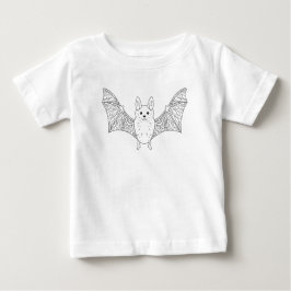 シンプルなラインアートのハロウィン用フライングコウモリデザイン ベビーTシャツ