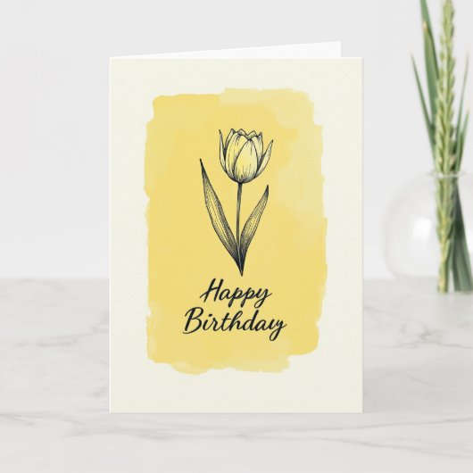 シンプルなラインアートの誕生日カード カード (正面)