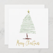 シンプルなラインツリースターメリークリスマス シーズンカード (正面/裏面)