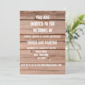 シンプルなラスティックオーク材のウェディング 招待状 (スタンド正面)