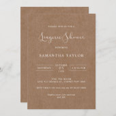 シンプルなラスティッククラフトのランジェリーシャワー招待状 招待状 (正面/裏面)