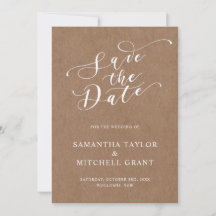 シンプルなラスティッククラフトの背景を使ったSave the Date