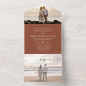 シンプルなラスティックライトブラウン2枚の写真付きRSVPウェディング オールインワン招待状 (内側)