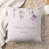 シンプルなラベンダー花の結婚式のパーソナライズド クッション (ブランケット)