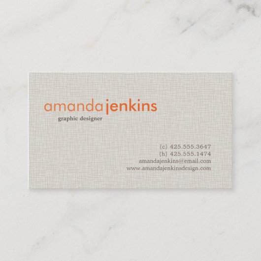 シンプルなリネンテレホンカード コーリングカード (正面)